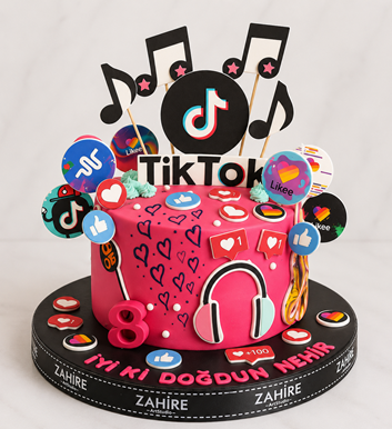 tiktok temalı pasta