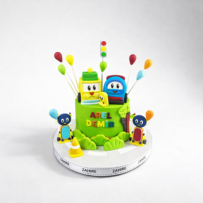 Arabalar ve Trafik Temalı Pasta