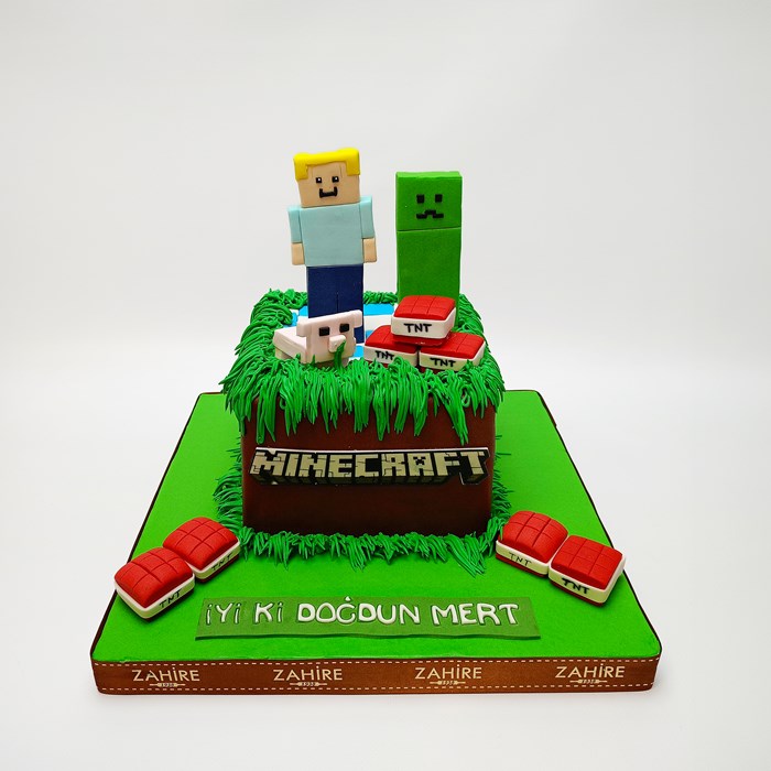 mincraft dünya temalı pasta