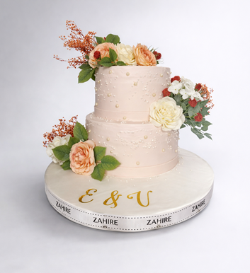 Çiçekli 2 Katlı Nişan Pastası 6