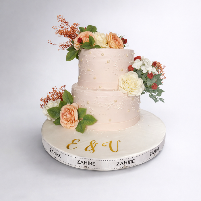 Çiçekli 2 Katlı Nişan Pastası 6