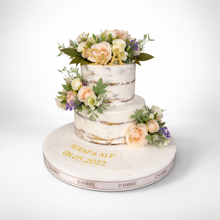 Çiçekli 2 Katlı Nişan Pastası 4