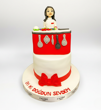 aşçı figürlü butik pasta