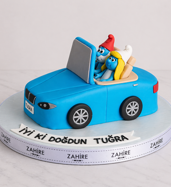 şirinler temalı şeker hamurlu pasta