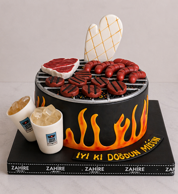 mangal temalı pasta