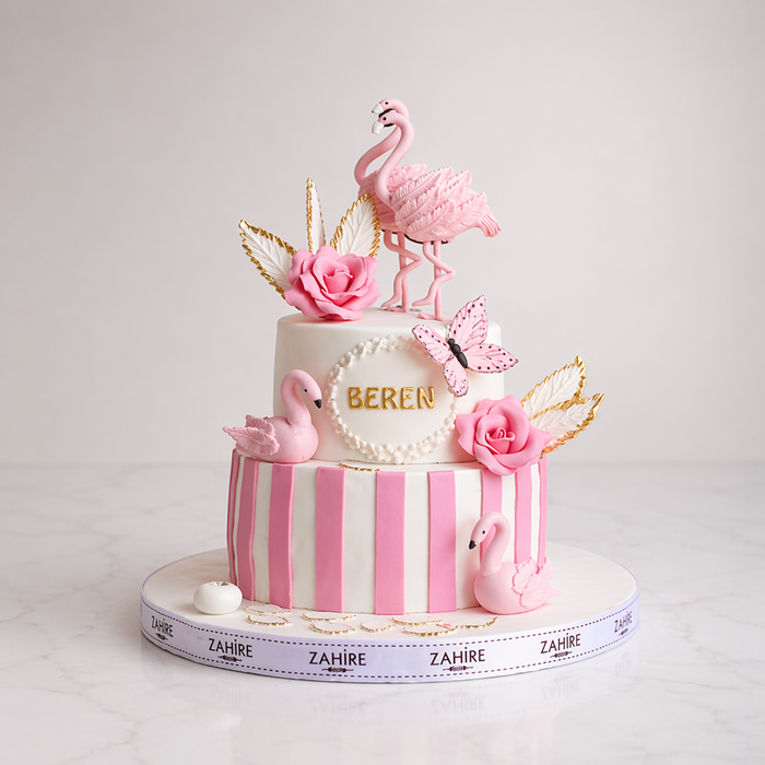 flamingo temalı pasta