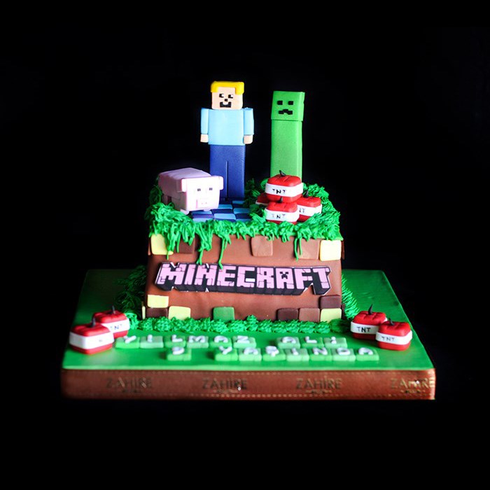 mincraft dünya temalı pasta