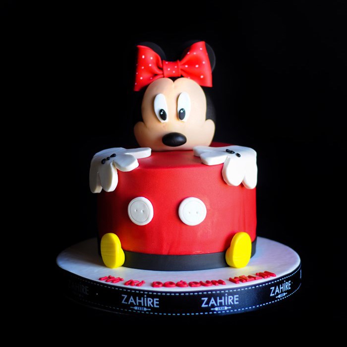 mini mouse temalı şeker hamur pasta